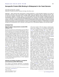 Nonspecific Protein-DNA Binding Is Widespread in the Yeast Genome