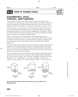 8 13 Unit 9: Family Letter Coordinates, Area, Volume, and Capacity