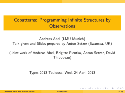 Abel, Setzer. Copatterns: Programming Infinite Structures by