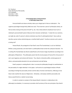 1 Eric Teachout Psych 244 Psych of Personality Prof. McMillan