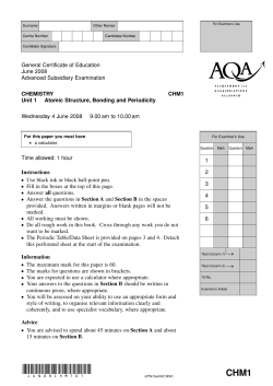 A-level Chemistry Question paper Unit 1 - Atomic Structure