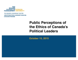 Public Perceptions of the Ethics of Canada`s Political Leaders