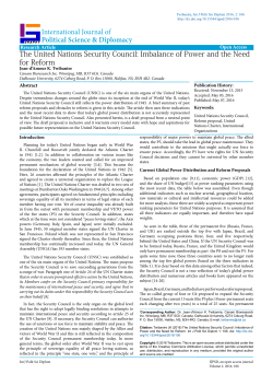 The United Nations Security Council: Imbalance of Power and the