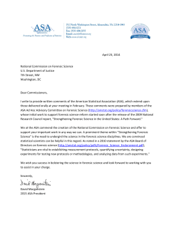 April 23, 2014 National Commission on Forensic Science U.S.