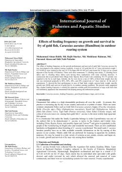 Effects of feeding frequency on growth and survival in fry of gold fish