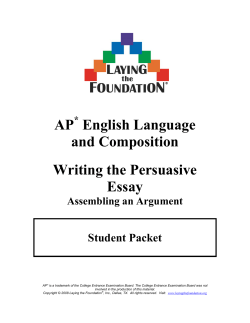 AP English Language and Composition Writing the Persuasive Essay