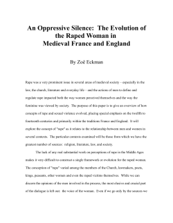 "Raped Woman" in Medieval France and England