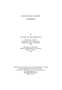 THE BOETHIAN ELEMENT IN BEOWULF By VANCEL WAYNE