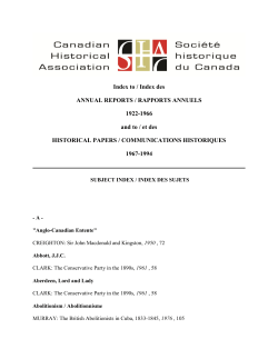 Index to / Index des ANNUAL REPORTS / RAPPORTS ANNUELS