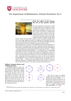 The Department of Mathematics, Schools Newsletter, No.3