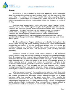 Grease Interceptor Info - Beckley Sanitary Board