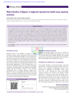 Male infertility in Nigeria: A neglected reproductive health issue
