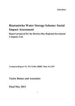 Ruataniwha Water Storage Scheme: Social Impact Assessment