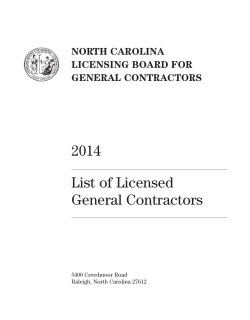 2014 List of Licensed General Contractors