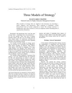 Three Models of Strategy - Leadership and Governance in Higher