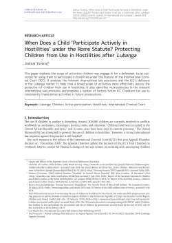 When Does a Child `Participate Actively in Hostilities` under the