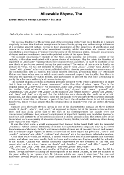 Allowable Rhyme, The - Magyar HP Lovecraft Port&aacute;l