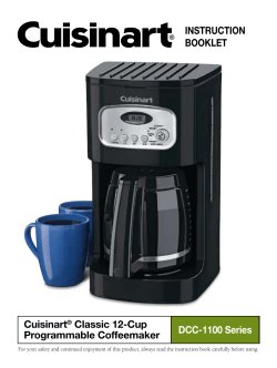 INSTRUCTION BOOKLET Cuisinart&reg; Classic 12