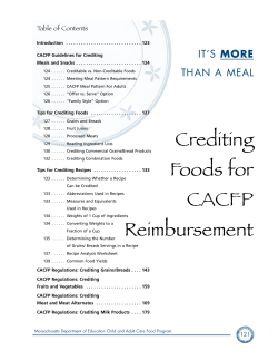 Crediting Foods for CACFP Reimbursement