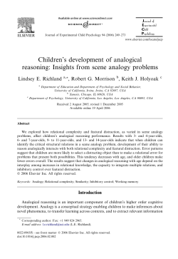 Children`s development of analogical reasoning