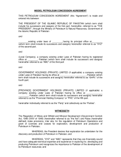 MODEL PETROLEUM CONCESSION AGREEMENT THIS