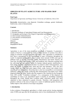 Origins of Plant Agriculture and Major Crop Plants