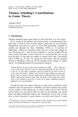 Thomas Schelling`s Contributions to Game Theory