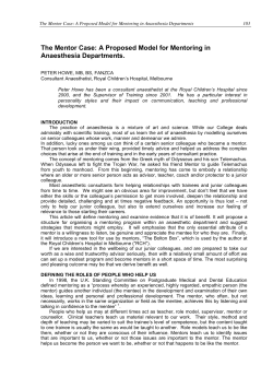 The Mentor Case: A Proposed Model for Mentoring in
