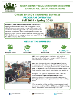 GREEN ENERGY TRAINING SERVICES PROGRAM OVERVIEW
