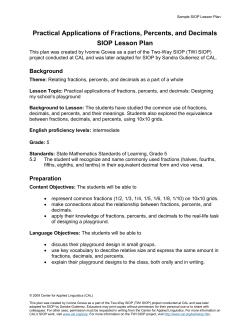 Practical Applications of Fractions, Percents, and Decimals SIOP