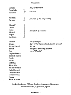 Duncan Donalbain Malcolm Macbeth Banquo Macduff Lenox Rosse