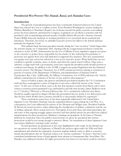 Presidential War Powers&ndash;The Hamdi, Rasul, and Hamdan Cases