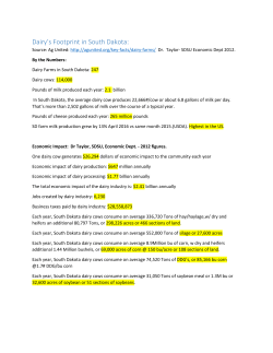 Dairy`s Footprint in SD - South Dakota Dairy Producers