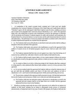 Public Radio Agreement - American Federation of Musicians