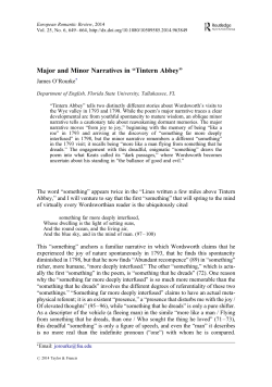 Major and Minor Narratives in &ldquo;Tintern Abbey&rdquo;