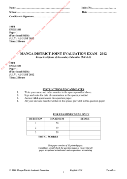 kcse 2012 manga mockenglish q1
