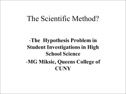 The "hypothesis problem" - Institute for Earth Science Research and