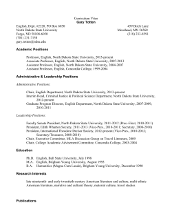 Curriculum Vitae Gary Totten English, Dept. #2320, PO Box