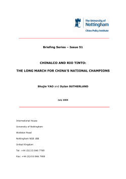 CHINALCO AND RIO TINTO: THE LONG MARCH FOR CHINA`S