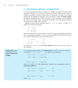 9.3 THE SIMPLEX METHOD: MAXIMIZATION