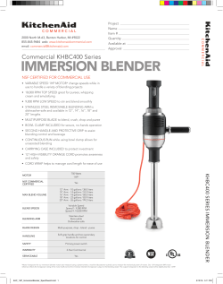 spec sheets - KitchenAid Commercial
