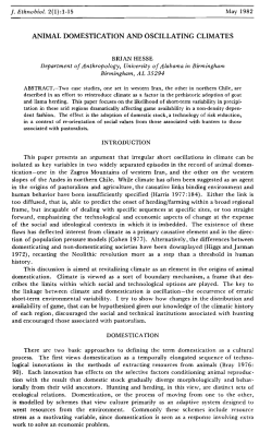 animal domestication and oscillating climates