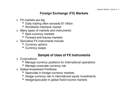 Foreign Exchange (FX) Markets Sample of Uses of FX