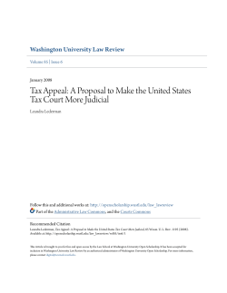 A Proposal to Make the United States Tax Court More Judicial