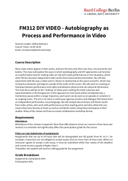 FM312 DIY VIDEO - Autobiography as Process and Performance in