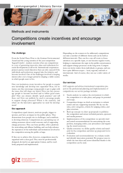 Competitions create incentives and encourage involvement