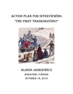 Action Plan for Interviewing &ldquo;the first thanksgiving?&rdquo; Alison Jaskiewicz