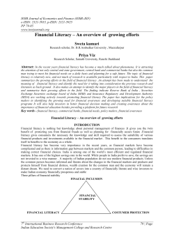 Financial Literacy &ndash; An overview of growing efforts