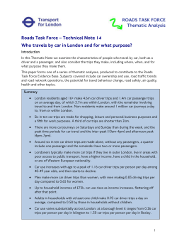 Technical Note 14 - Who travels by car in London and for what