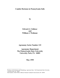 Cambic Horizons in Pennsylvania Soils - Water